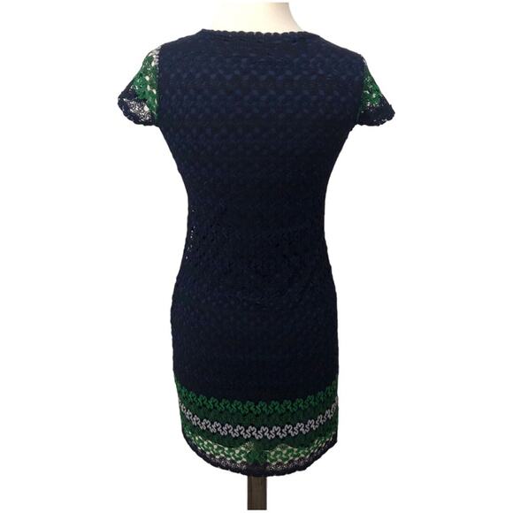 Melissa Paige Navy Crochet Short Sleeve Dress XS NWT - Picture 4 of 9